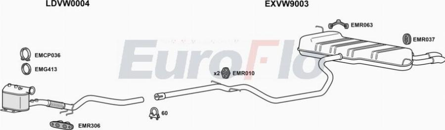 EuroFlo VWGOL20D 0106LHD - Система випуску ОГ autocars.com.ua