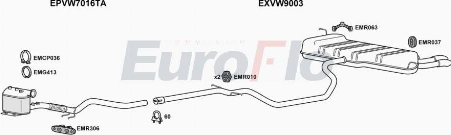 EuroFlo VWGOL20D 1022A00 - Система випуску ОГ autocars.com.ua