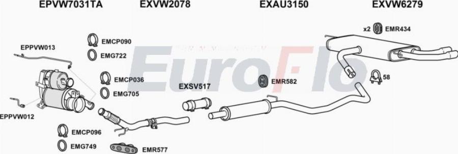 EuroFlo VWGOL20D 1033C - Система випуску ОГ autocars.com.ua