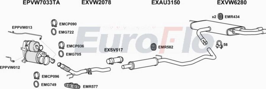 EuroFlo VWGOL20D 1033F - Система випуску ОГ autocars.com.ua