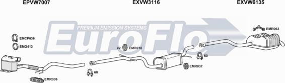 EuroFlo VWGOL20D 3001A - Система випуску ОГ autocars.com.ua