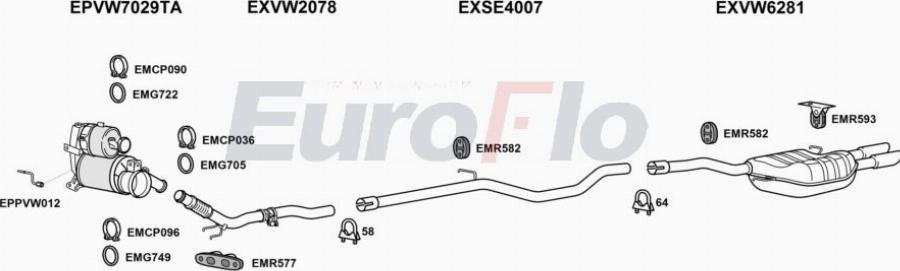 EuroFlo VWGOL20D 3012B - Система випуску ОГ autocars.com.ua