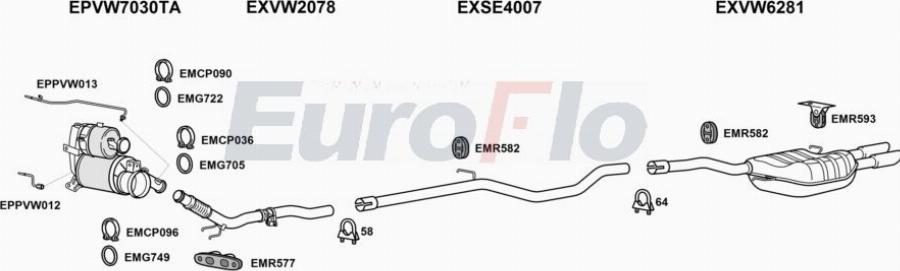 EuroFlo VWGOL20D 3012D - Система випуску ОГ autocars.com.ua