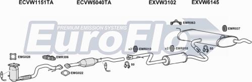 EuroFlo VWGOLP14 1006 - Система випуску ОГ autocars.com.ua