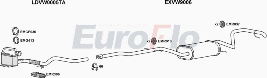 EuroFlo VWGOLP16D 0108LHD - Система випуску ОГ autocars.com.ua