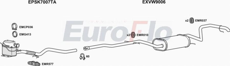 EuroFlo VWGOLP16D 1004A3 - Система випуску ОГ autocars.com.ua