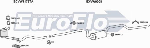 EuroFlo VWGOLP16D 1004A - Система випуску ОГ autocars.com.ua