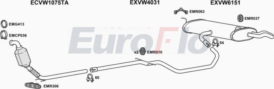 EuroFlo VWGOLP19D 1004A00 - Система випуску ОГ autocars.com.ua