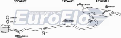 EuroFlo VWGOLP19D 1001C - Система випуску ОГ autocars.com.ua