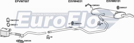 EuroFlo VWGOLP19D 1004C - Система випуску ОГ autocars.com.ua