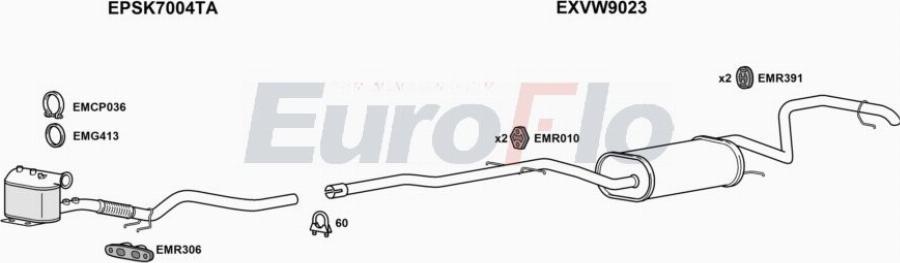 EuroFlo VWGOLP20D 1008D - Система випуску ОГ autocars.com.ua