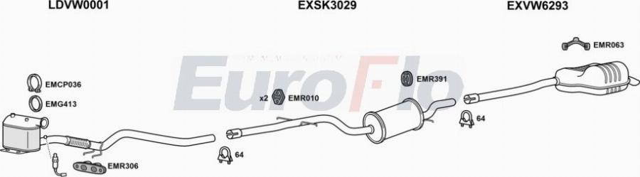 EuroFlo VWJET20D 0202LHD - Система випуску ОГ autocars.com.ua