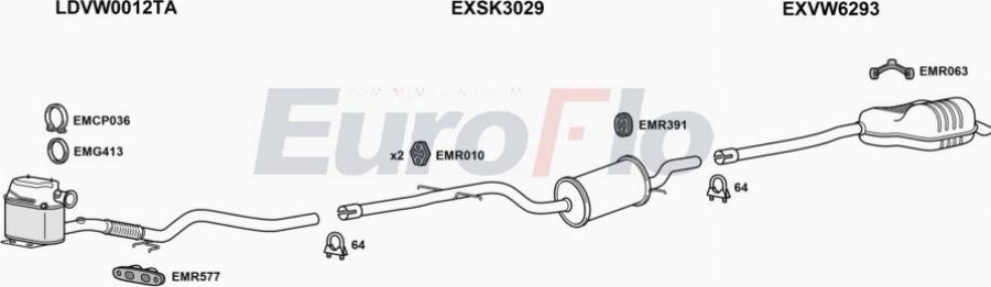 EuroFlo VWJET20D 0204LHD - Система випуску ОГ autocars.com.ua