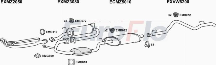 EuroFlo VWLT23 7001A00 - Система випуску ОГ autocars.com.ua