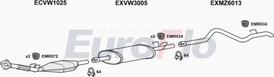 EuroFlo VWLT25D 7008A00 - Система випуску ОГ autocars.com.ua