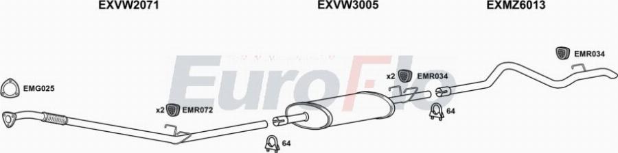 EuroFlo VWLT25D 9015A00 - Система випуску ОГ autocars.com.ua