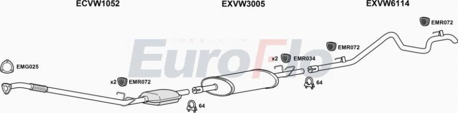 EuroFlo VWLT28D 7004A00 - Система випуску ОГ autocars.com.ua