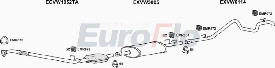 EuroFlo VWLT28D 7008A00 - Система випуску ОГ autocars.com.ua