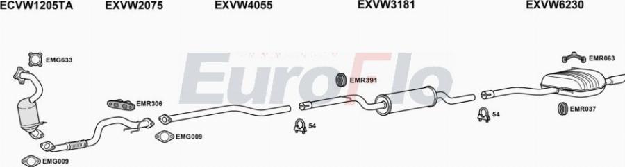 EuroFlo VWPAS14 2001C - Система випуску ОГ autocars.com.ua