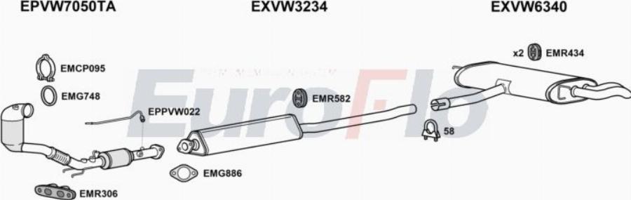 EuroFlo VWPAS14 3012D - Система випуску ОГ autocars.com.ua