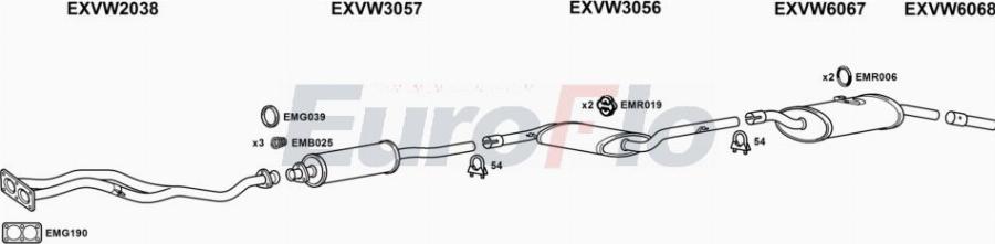 EuroFlo VWPAS18 3001A00 - Система випуску ОГ autocars.com.ua