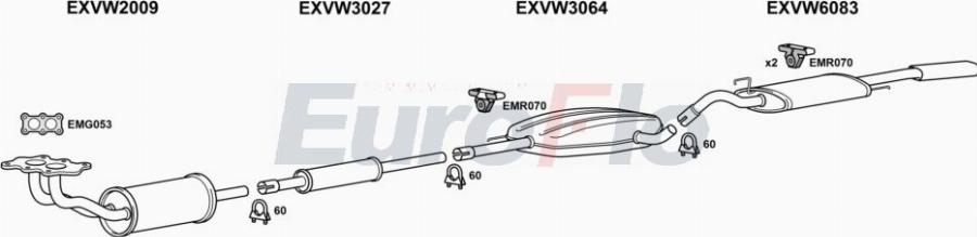 EuroFlo VWPAS18 3018A00 - Система випуску ОГ autocars.com.ua