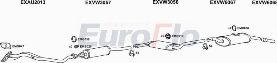 EuroFlo VWPAS20 3001A00 - Система випуску ОГ autocars.com.ua