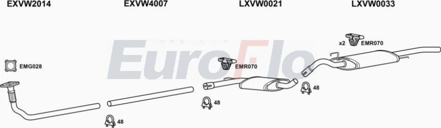 EuroFlo VWPAS19D 0296LHD - Система випуску ОГ autocars.com.ua