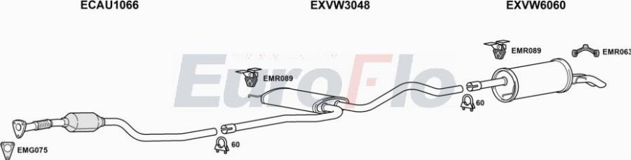 EuroFlo VWPAS19D 3018A00 - Система випуску ОГ autocars.com.ua