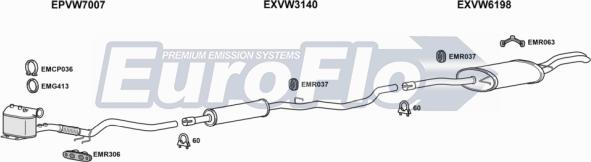 EuroFlo VWPAS19D 2029B - Система випуску ОГ autocars.com.ua