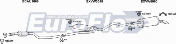 EuroFlo VWPAS19D 3018A - Система випуску ОГ autocars.com.ua