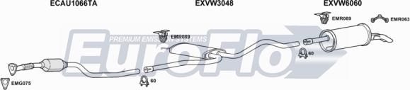 EuroFlo VWPAS19D 3018B - Система випуску ОГ autocars.com.ua