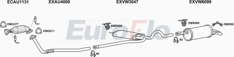 EuroFlo VWPAS20 3018A00 - Система випуску ОГ autocars.com.ua