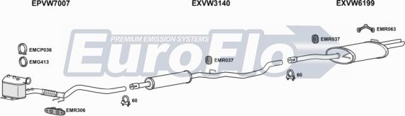 EuroFlo VWPAS20D 3011A - Система випуску ОГ autocars.com.ua