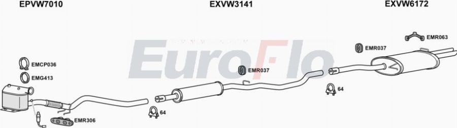 EuroFlo VWPAS20D 3015A00 - Система випуску ОГ autocars.com.ua