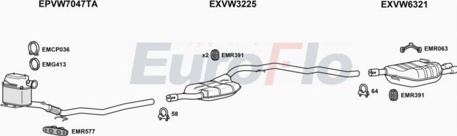 EuroFlo VWPAS20D 3022 - Система випуску ОГ autocars.com.ua