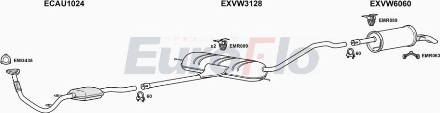 EuroFlo VWPAS25D 3004A00 - Система випуску ОГ autocars.com.ua