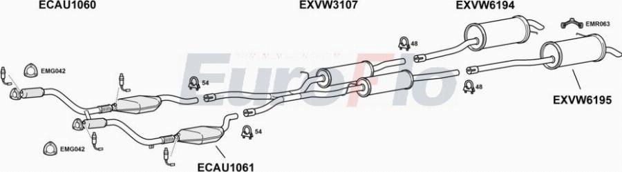 EuroFlo VWPAS28 3008A00 - Система випуску ОГ autocars.com.ua