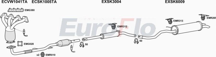EuroFlo VWPOL14 1046A00 - Система випуску ОГ autocars.com.ua