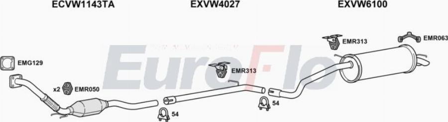 EuroFlo VWPOL14D 1004A00 - Система випуску ОГ autocars.com.ua