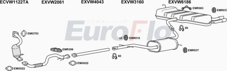 EuroFlo VWSCI14 4004A00 - Система випуску ОГ autocars.com.ua