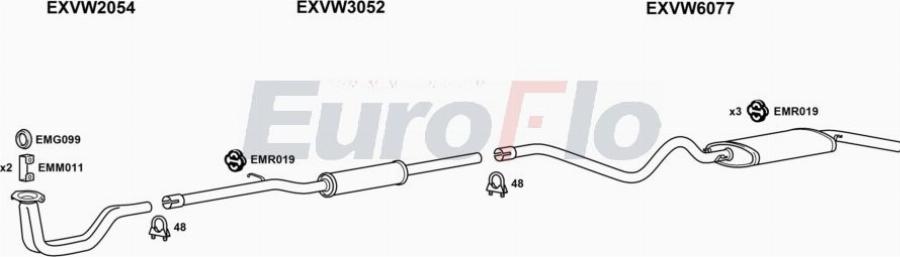 EuroFlo VWSCI16 4015A00 - Система випуску ОГ autocars.com.ua