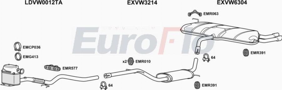 EuroFlo VWSCI20D 0404LHD - Система випуску ОГ autocars.com.ua
