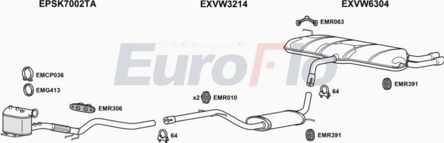 EuroFlo VWSCI20D 4004B - Система випуску ОГ autocars.com.ua