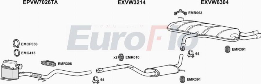 EuroFlo VWSCI20D 4004D - Система випуску ОГ autocars.com.ua