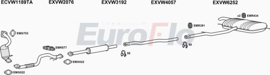 EuroFlo VWSHA14 6001 - Система випуску ОГ autocars.com.ua