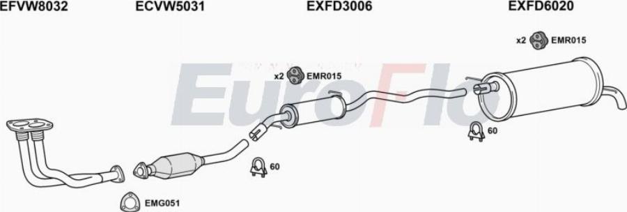 EuroFlo VWSHA20 6004A00 - Система випуску ОГ autocars.com.ua