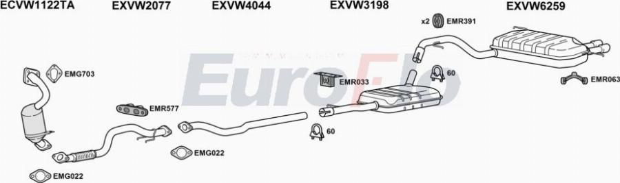 EuroFlo VWTIG14 3001A00 - Система випуску ОГ autocars.com.ua