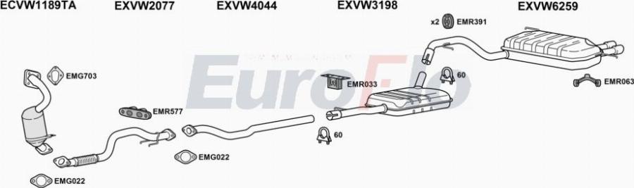 EuroFlo VWTIG14 3001B - Система випуску ОГ autocars.com.ua