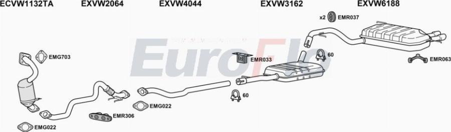 EuroFlo VWTIG14 3004A00 - Система випуску ОГ autocars.com.ua